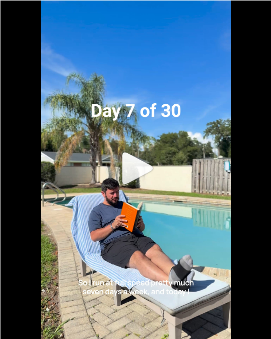 Actual frame from Matthew’s video: Making room for a day off